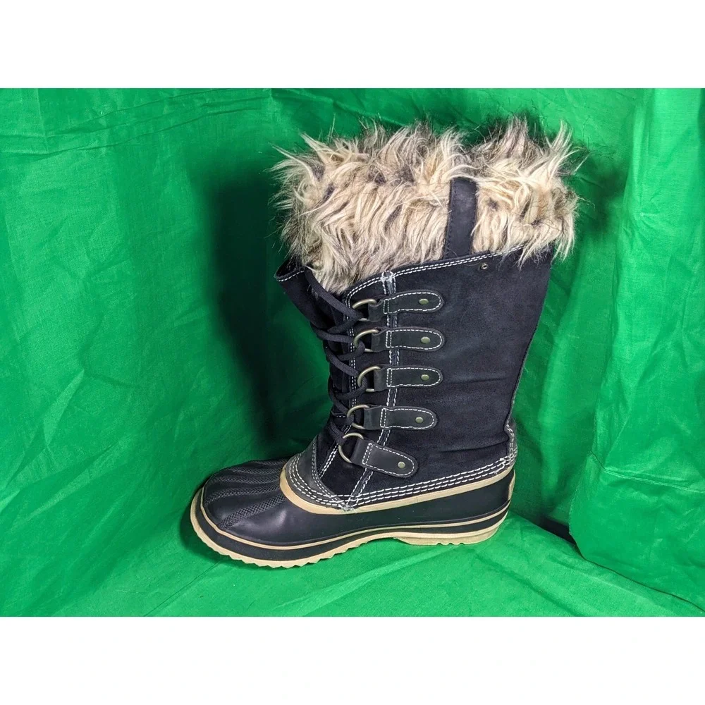 Sorel Womens Joan Of Arctic Fur Waterproof Snow Black Boots NL1540-010 Size 7 - Picture 9 of 10